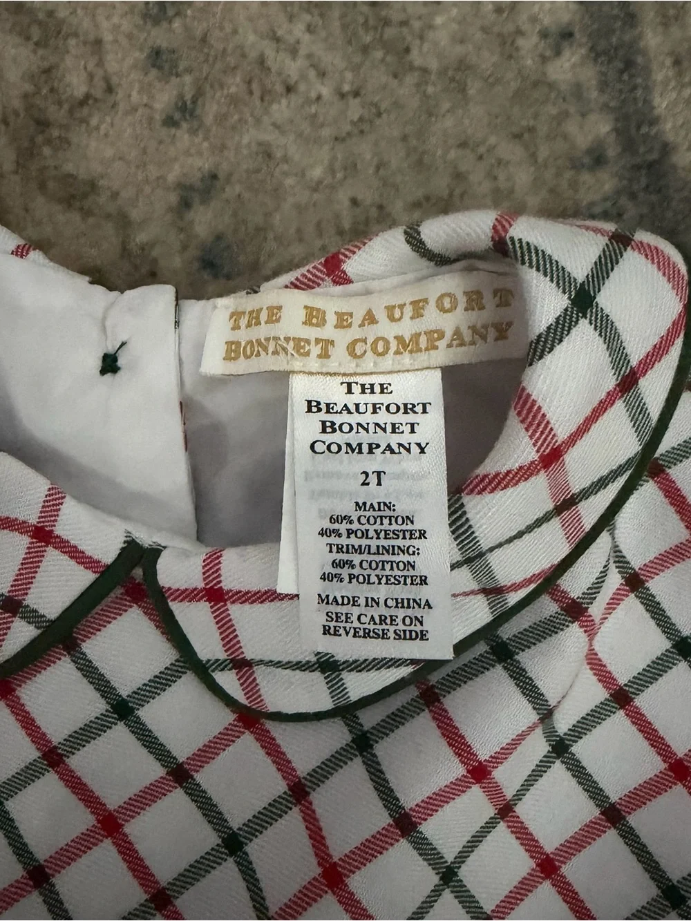 The Beaufort Bonnet Company White Plaid One-Piece with Red and Green Trim